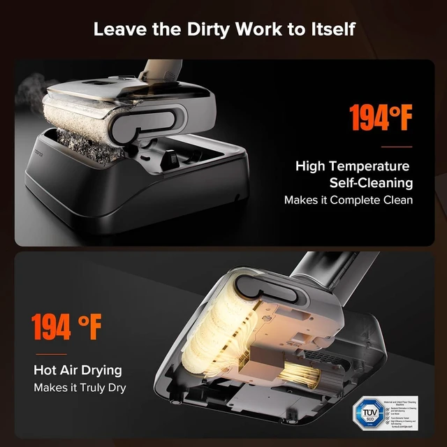 Alt view image 4 of 7 - roborock F25 GT Set Cordless Wet Dry Vacuum Cleaner and Mop with 2 Brushes