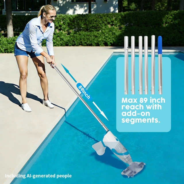 Alt view image 5 of 7 - Handheld Pool Vacuum Cleaner, 89 inchs Extension Pole,Bright White