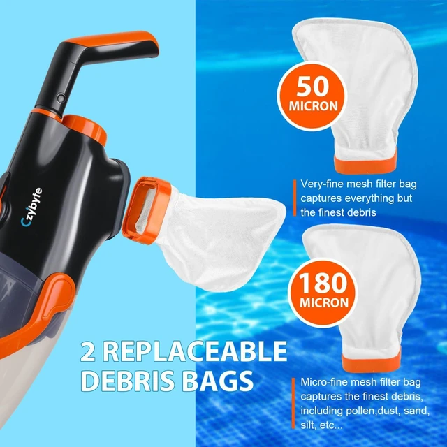 Alt view image 6 of 7 - Handheld Pool Vacuum CleanerOrange and White