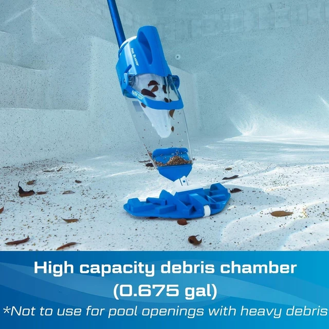 Alt view image 4 of 7 - POOL BLASTER Centennial Cordless Pool Vacuum w/Pole Set - XL Debris Capacity & Advanced Filtration, Handheld Rechargeable Pool Cleaner for Sand, Silt & Leaves in Inground & Above Ground Pool
