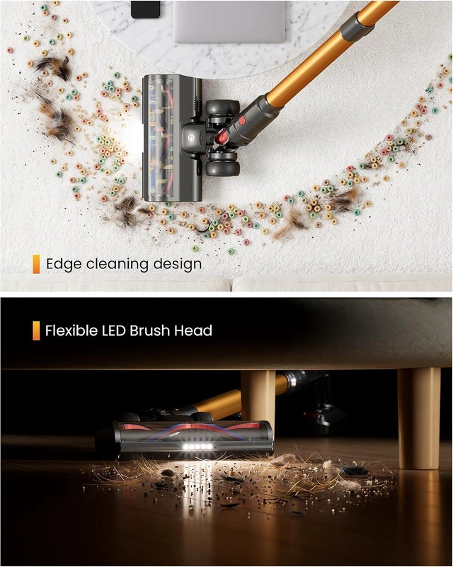 Alt view image 6 of 7 - Cordless Vacuum Cleaner for Home, 65KPA 650W 70Mins Stick Vacuum Cordless with Three Suction Modes, Self-Standing&LED Screen, Anti-Tangle Brush, Vacuum Cleaners for Pet Hair/Hardwood Floors/Carpet