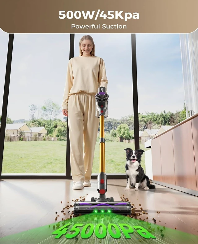 Alt view image 2 of 7 - Cordless Vacuum Cleaner, 500W 45KPA Stick Vacuum Cleaners for Home