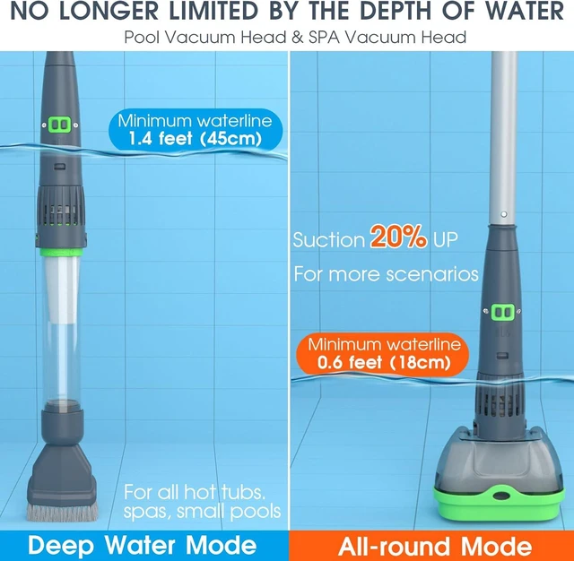 Alt view image 3 of 7 - Rechargeable Pool & Spa Hot Tub Vacuum Cleaner - Dual Mode & Magnetic Drive System, 25µm Ultra Fine Mesh Filters for Hot Tub, Small Above Ground Pools - 70 Mins