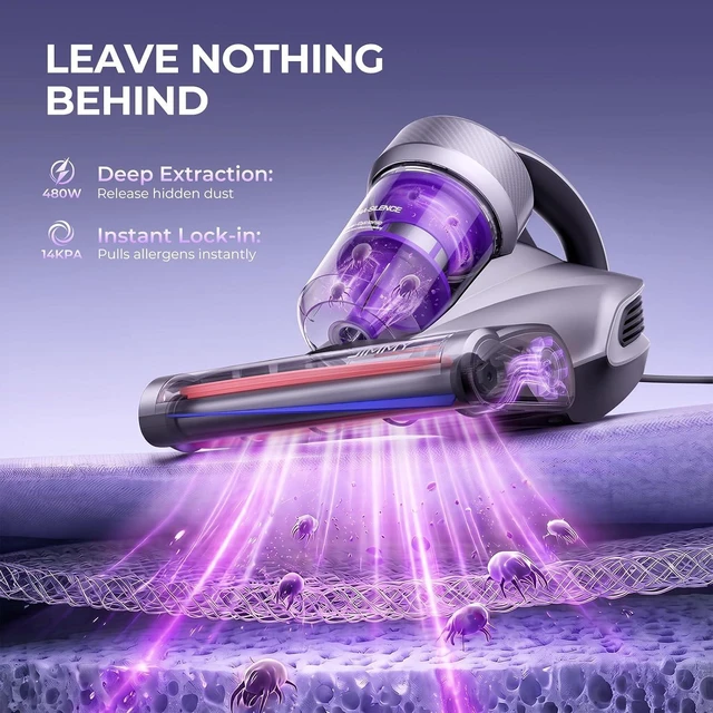 Alt view image 2 of 7 - Jimmy Mattress Vacuum Cleaner, Anti-allergen Bed Vacuum Cleaner with UV-C Light & High Heating Tech, 14Kpa Suction 480W Powerful Handheld Vacuums for Dust & Pet Hair(JV35, Corded)