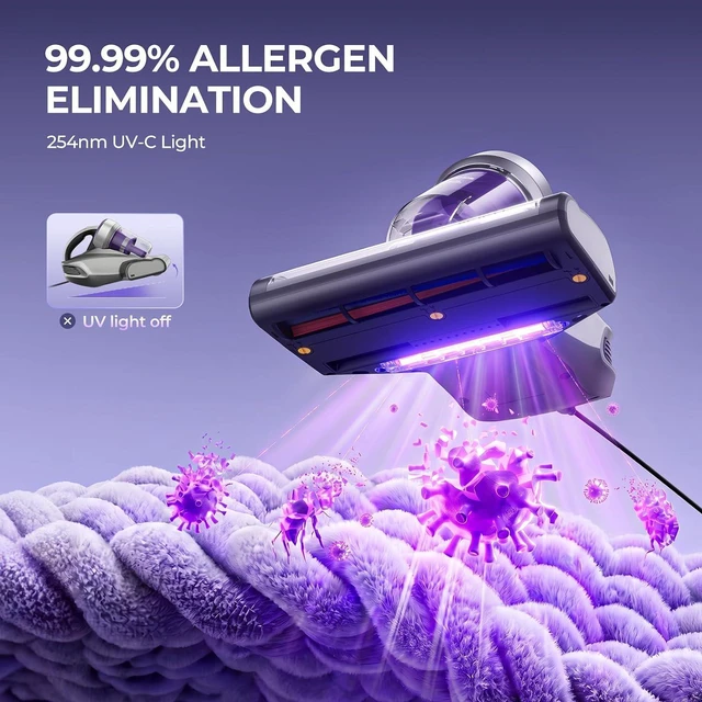 Alt view image 4 of 7 - Jimmy Mattress Vacuum Cleaner, Anti-allergen Bed Vacuum Cleaner with UV-C Light & High Heating Tech, 14Kpa Suction 480W Powerful Handheld Vacuums for Dust & Pet Hair(JV35, Corded)