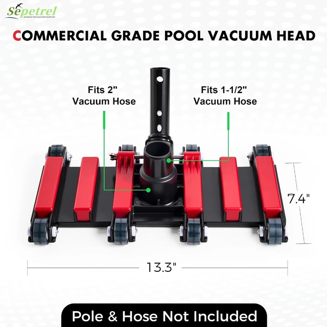 Alt view image 2 of 6 - Sepetrel Commercial Grade Pool Vacuum Head with Wheels,14" Extra-Wide & Weighted Flexible Heavy-Duty Vac Cleaner for Effortless, Deep Cleaning
