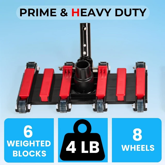 Alt view image 3 of 6 - Sepetrel Commercial Grade Pool Vacuum Head with Wheels,14" Extra-Wide & Weighted Flexible Heavy-Duty Vac Cleaner for Effortless, Deep Cleaning