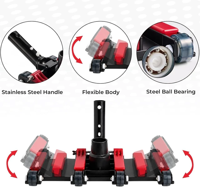 Alt view image 4 of 6 - Sepetrel Commercial Grade Pool Vacuum Head with Wheels,14" Extra-Wide & Weighted Flexible Heavy-Duty Vac Cleaner for Effortless, Deep Cleaning