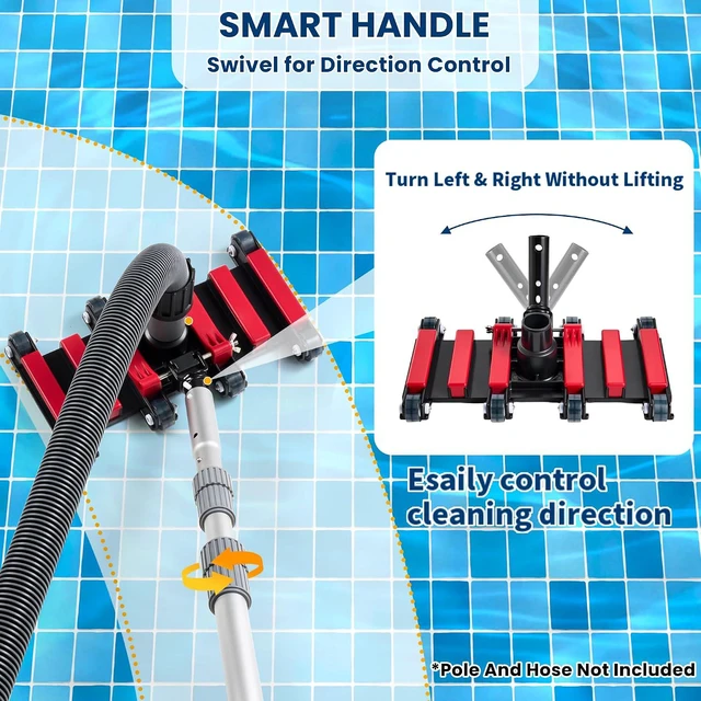 Alt view image 5 of 6 - Sepetrel Commercial Grade Pool Vacuum Head with Wheels,14" Extra-Wide & Weighted Flexible Heavy-Duty Vac Cleaner for Effortless, Deep Cleaning