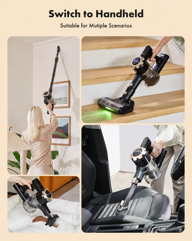 Alt view image 7 of 7 - Trucozie Cordless Vacuum Cleaner, 8-in-1 Lightweight Stick Vacuum with 45mins Runtime, Powerful Suction, Green Light & Self-Standing Vacuum Cleaners for Home, Hardwood Floors, Carpet, Pet Hair, Black