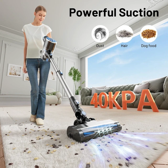 Alt view image 3 of 7 - VIPSUN Cordless Vacuum Cleaners for Home,Stick Vacuum Cordless with Self-Standing,LED Screen,Lightweight Powerful Suction Wireless Vacuum,Rechargeable Vacuum for Pet Hair, Hardwood Floors