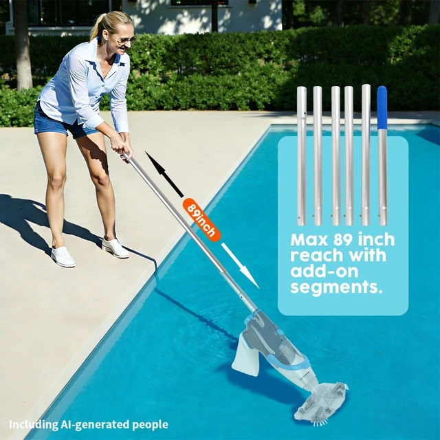 Alt view image 5 of 7 - Handheld Pool Vacuum Cleaner, 89 inchs Extension Pole,Dark Gray