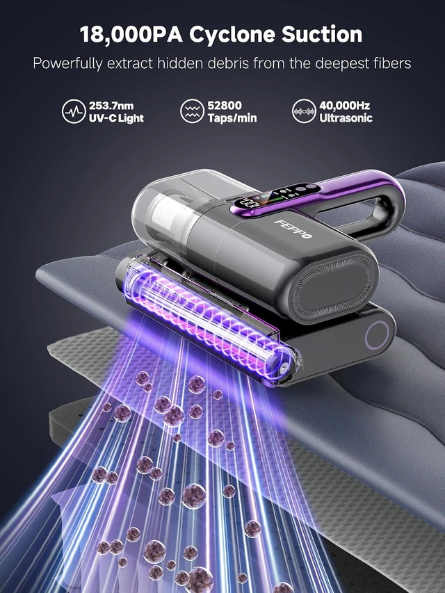 Alt view image 2 of 7 - FEPPO Cordless Mattress Vacuum Cleaner, 18Kpa Strong Suction Bed Vacuum