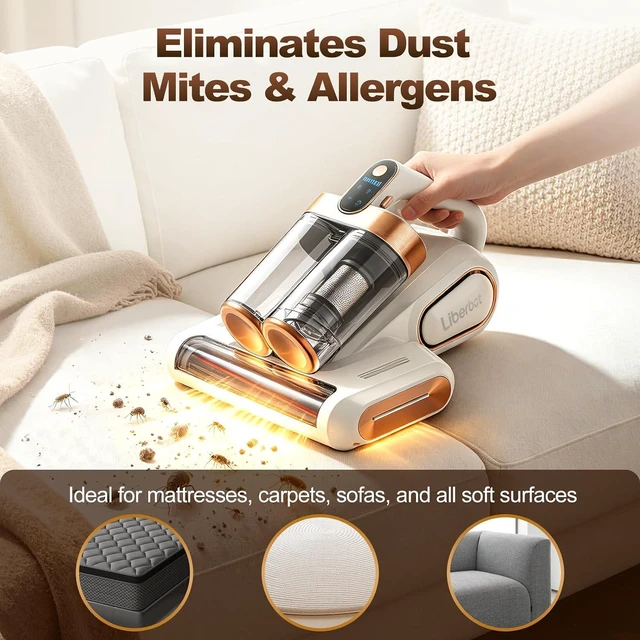 Alt view image 4 of 7 - Mattress Vacuum Cleaner, Cordless Bed Vacuum with 13KPa Suction, Portable Vacuums for Sofa Couch Crib, Birthday Gifts for Women (Gray & Purple)