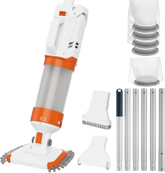 Main image of Cordless Pool Vacuum-True Powerful Suction 18.9GPM, 96inch, 1H Runtime, 25µm Fluff Ultra Fine Filter,Handheld Rechargeable Hot Tub Cleaner with Poles for Above Ground&Inground Pool