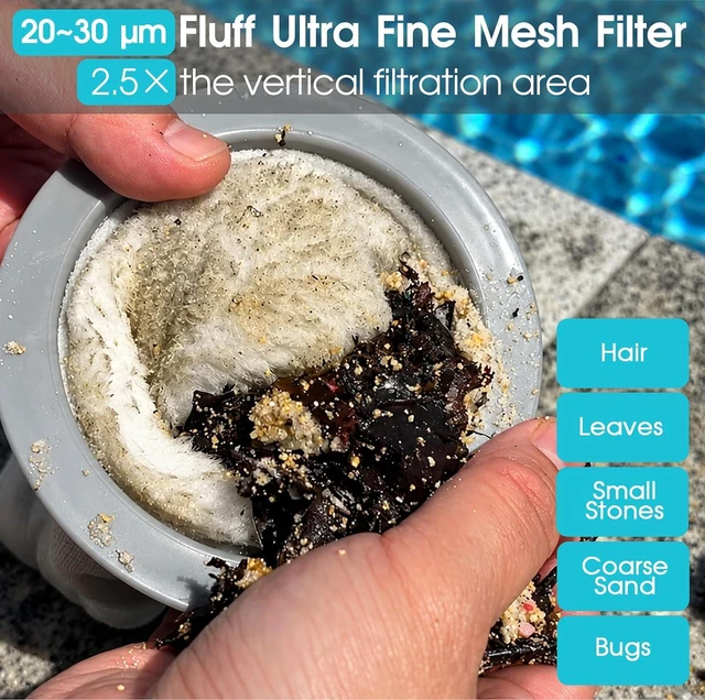 Alt view image 3 of 7 - Cordless Pool Vacuum-True Powerful Suction 18.9GPM, 96inch, 1H Runtime, 25µm Fluff Ultra Fine Filter,Handheld Rechargeable Hot Tub Cleaner with Poles for Above Ground&Inground Pool