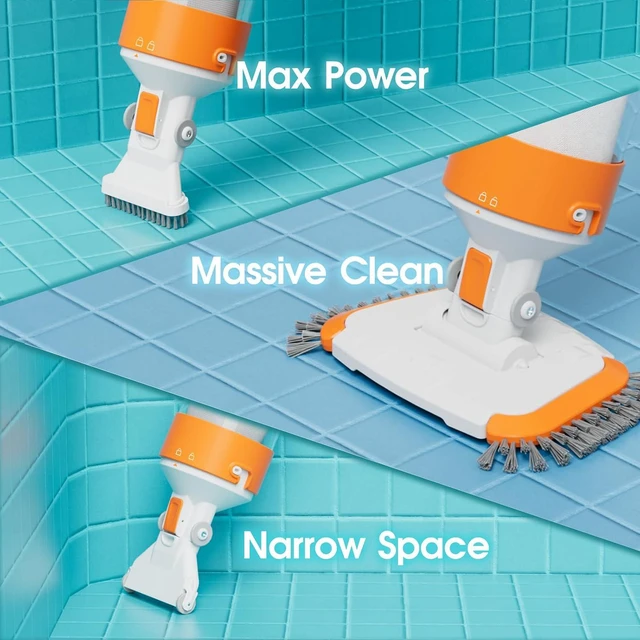 Alt view image 4 of 7 - Cordless Pool Vacuum-True Powerful Suction 18.9GPM, 96inch, 1H Runtime, 25µm Fluff Ultra Fine Filter,Handheld Rechargeable Hot Tub Cleaner with Poles for Above Ground&Inground Pool