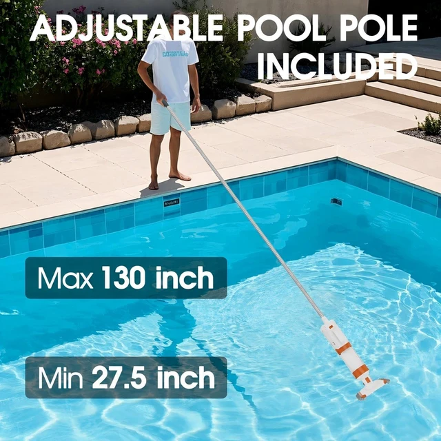 Alt view image 6 of 7 - Cordless Pool Vacuum-True Powerful Suction 18.9GPM, 96inch, 1H Runtime, 25µm Fluff Ultra Fine Filter,Handheld Rechargeable Hot Tub Cleaner with Poles for Above Ground&Inground Pool