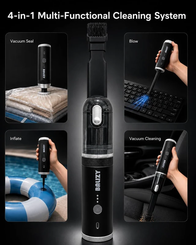 Alt view image 4 of 7 - Handheld Vacuum4-in-1 Cordless Car Vacuum Cleaner&Air Blower,Black