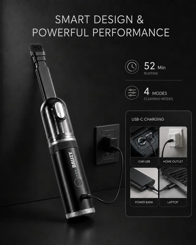 Alt view image 6 of 7 - Handheld Vacuum4-in-1 Cordless Car Vacuum Cleaner&Air Blower,Black