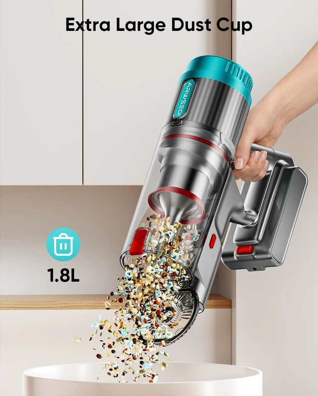 Alt view image 6 of 7 - Cordless Vacuum Cleaner, 80Mins 650W/60KPA Self-Standing Vacuum Cleaners for Home, Stick Vacuum with Anti-Tangle Brush, LED Screen, Rechargeable Vacuum for Floor/Carpet/Pet Hair