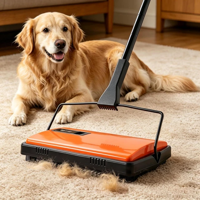 Alt view image 2 of 7 - CLEANHOME Manual Carpet Sweeper For Pet Hair and Dust Remove