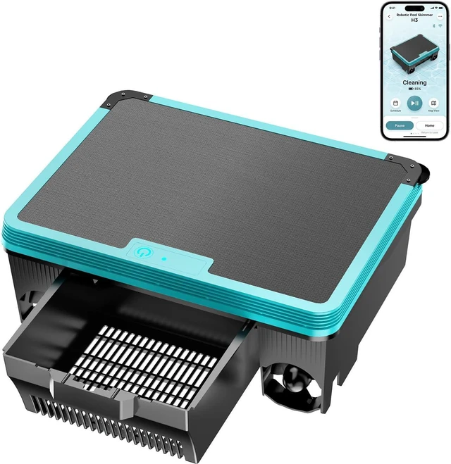 Main image of Pool Skimmer Robot,Over-Ground Robotic Pool Cleaner,Solar Powered Pool Vacuum,24H/7D Continuous Cleaning, 180-um, 3L Basket,APP Support