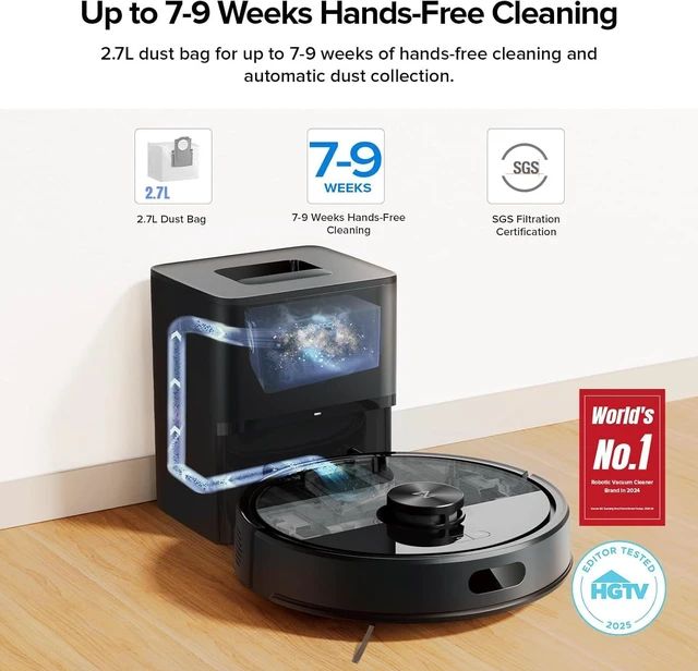 Alt view image 2 of 7 - roborock Q7 M5+ Robot Vacuum and Mop, Up to 7-9 Weeks Self-Empty, 10000Pa