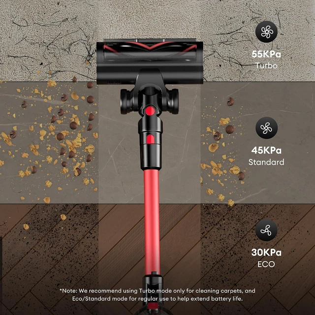 Alt view image 4 of 7 - Ultenic Cordless Vacuum Cleaner, 600W 55Kpa 60Mins Vacuum Cleaners for Home, Cordless Stick Vacuum with 180°Bendable Wand, Anti-Tangle Brush, Charging Dock, Vacuum for Pet Hair/Carpet/Floor/Car