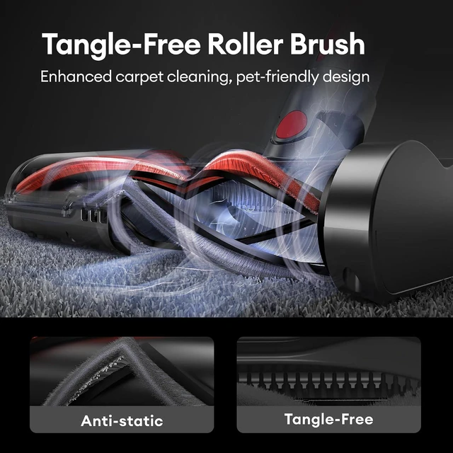 Alt view image 5 of 7 - Ultenic Cordless Vacuum Cleaner, 600W 55Kpa 60Mins Vacuum Cleaners for Home, Cordless Stick Vacuum with 180°Bendable Wand, Anti-Tangle Brush, Charging Dock, Vacuum for Pet Hair/Carpet/Floor/Car
