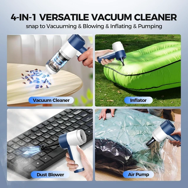 Alt view image 3 of 7 - Handheld Vacuum Cordless, 16000PA High Power Car Vacuum with Brushless Motor, 4-in-1 Portable Mini Vacuum & Air Duster, 2 Speeds, 3 Washable Filters & Type C Charging for Pet Hair, Home, Car & Office