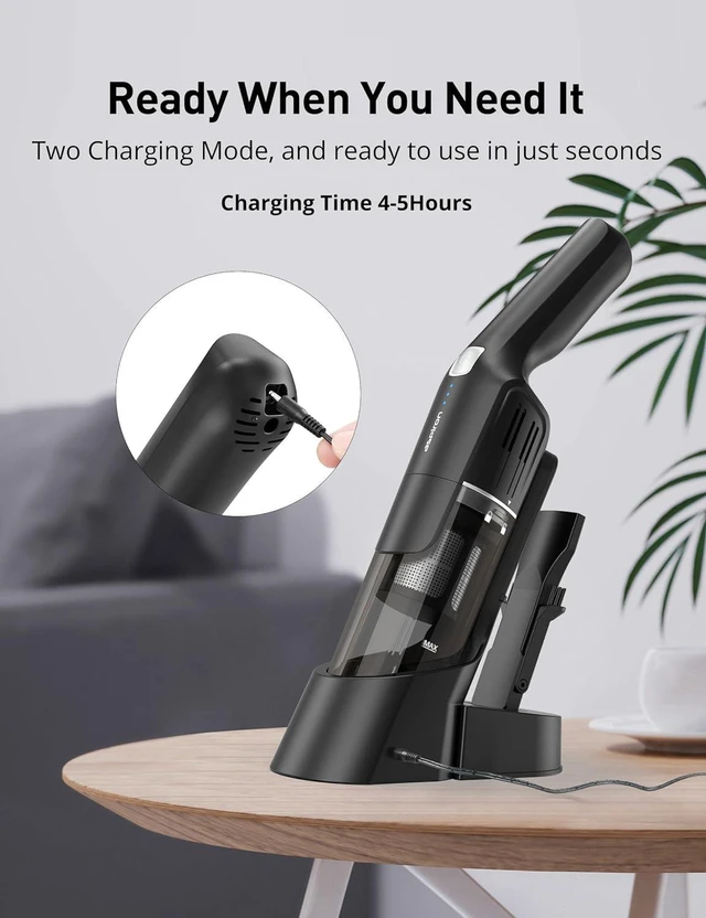 Alt view image 4 of 7 - Aspiron Cordless Handheld Vacuum, 24KPA Powerful Car Vacuum, 2-Speed, 2 Charging Methods, Wireless Charger, Ergonomic Handle, Portable Rechargeable Vacuum Cleaner for Car, Home, Matte