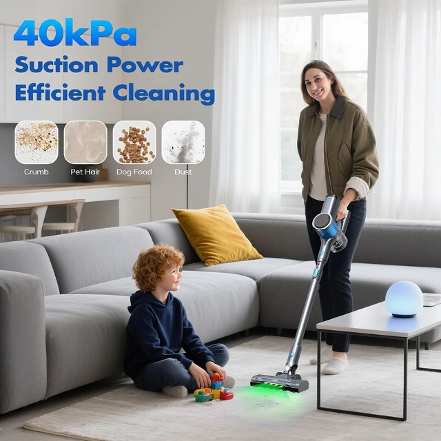Alt view image 2 of 7 - Cordless Vacuum Cleaner, Stick Vacuum Cordless with HEPA Filter, Powerful Suction for Hardwood Floor, Carpet & Pet Hair - SV807C