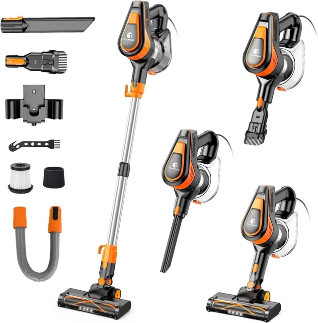 Main image of TC-JUNESUN 23Ft Vacuum Cleaner for Home, 600W Corded Stick Vacuum with 20Kpa Powerful Suction, Self-Standing 2 Speeds Lightweight Vacuum for Carpet,Stair,Hard Floors Pet Hair