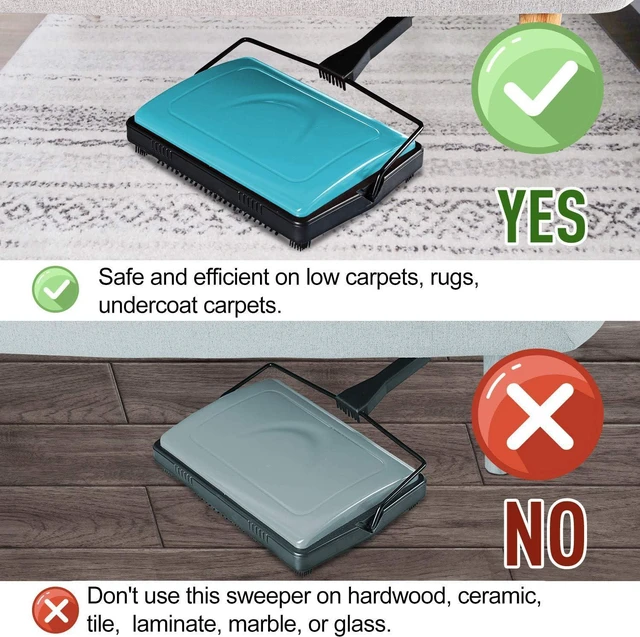 Alt view image 4 of 7 - Yocada Carpet Sweeper Cleaner Manual Household Sweeper Lightweight Blue