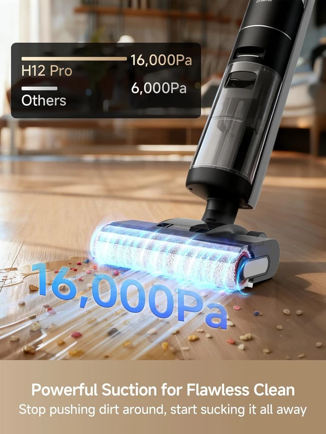Alt view image 2 of 7 - DREAME H12 PRO Vacuum Mop, Wet Dry Vacuum Cleaner for Hard Floor, Vacuum and Mop at The Same Time for Wet & Dry Messes, Auto Self-Cleaning, Edge to Edge Cleaning with Hot Air Drying