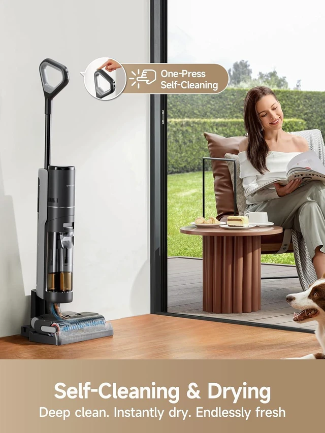 Alt view image 4 of 7 - DREAME H12 PRO Vacuum Mop, Wet Dry Vacuum Cleaner for Hard Floor, Vacuum and Mop at The Same Time for Wet & Dry Messes, Auto Self-Cleaning, Edge to Edge Cleaning with Hot Air Drying