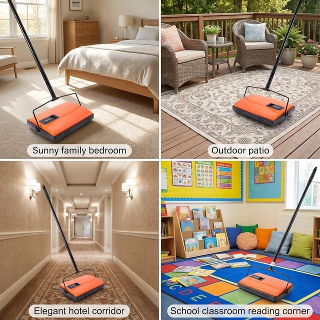 Alt view image 5 of 7 - CLEANHOME Manual Carpet Sweeper For Pet Hair and Dust Remove