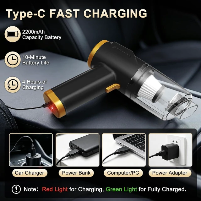 Alt view image 7 of 7 - Handheld Vacuum, Small Car Vacuum, Cordless & Lightweight