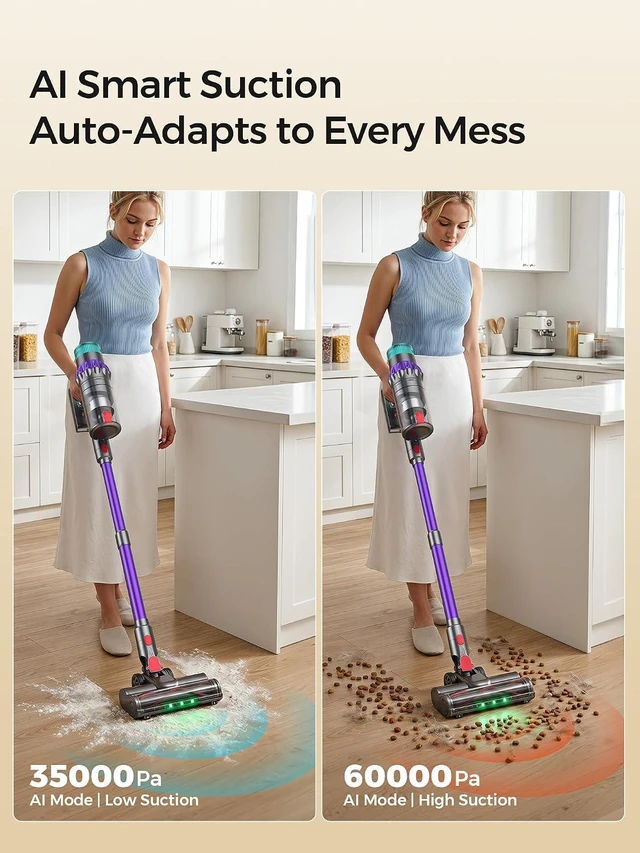 Alt view image 4 of 7 - Cordless Vacuum Cleaner for Home, 650W 60KPa Stick Vacuum Cleaner,Max 75Min