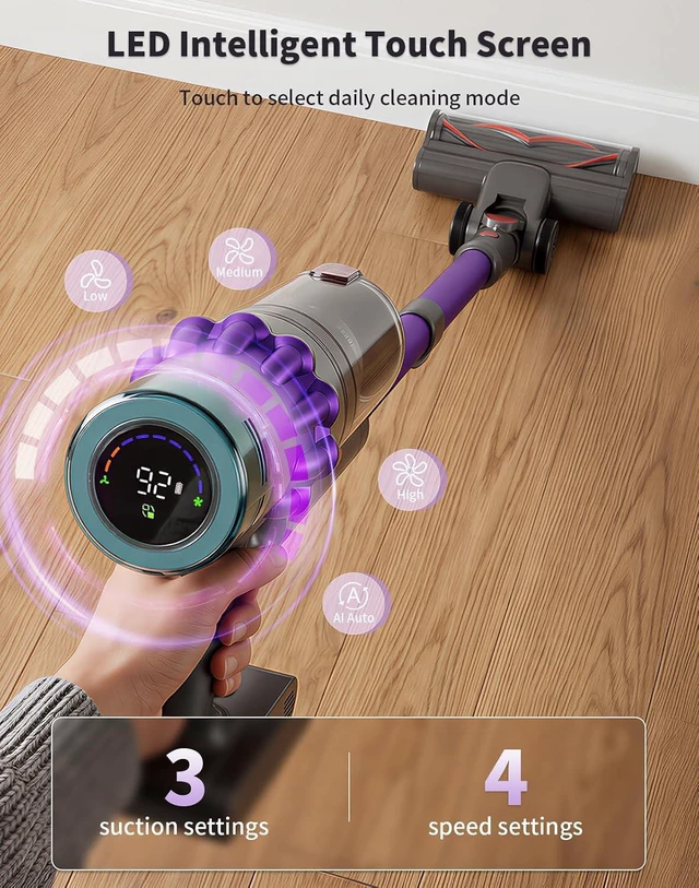 Alt view image 5 of 7 - Cordless Vacuum Cleaner for Home, 650W 60KPa Stick Vacuum Cleaner,Max 75Min