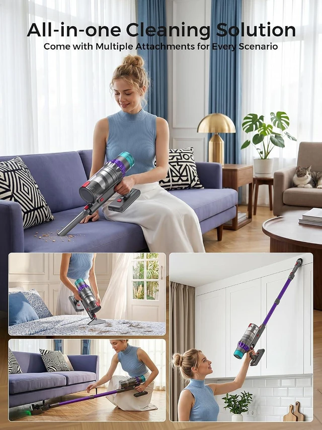 Alt view image 6 of 7 - Cordless Vacuum Cleaner for Home, 650W 60KPa Stick Vacuum Cleaner,Max 75Min