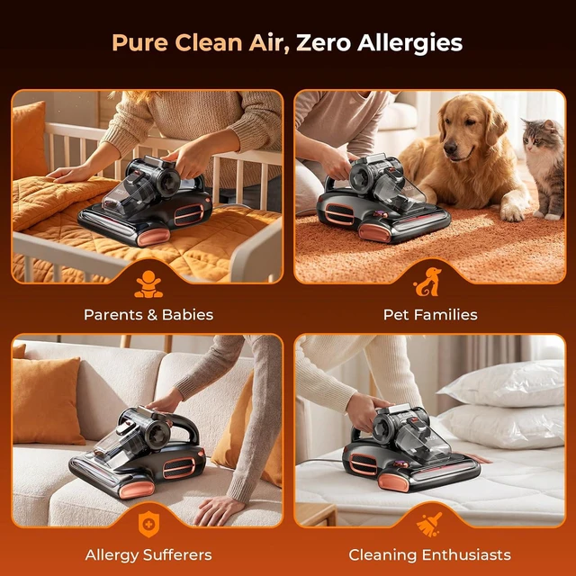 Alt view image 7 of 7 - JIGOO T600 Bed Mattress Vacuum Cleaner with UV-C Light, 15Kpa Suction, 700W