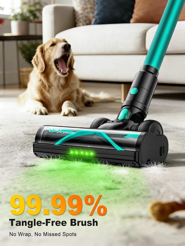 Alt view image 4 of 7 - Cordless Vacuum Cleaner,58kPa/10-in-1 Stick Vacuum with 29-inch Hose and LED Lighting Brush,55Mins Runtime Vacuum Cleaner for Home,Self-Standing Vacuum with Anti-Tangle Brush for Pet Hair/Carpet/Floor