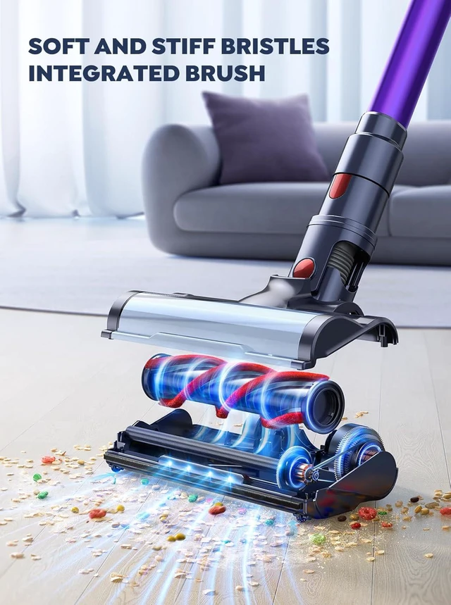 Alt view image 7 of 7 - Cordless Vacuum Cleaner, 2 Batteries 110 Mins Runtime Vacuum Cleaners for Home, 45KPA 550W Stick Vacuum with Brushless Motor, Automatically Adjust Suction, Handheld Vacuum for Pet Hair/Carpet/Floor