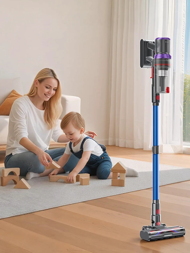 Alt view image 5 of 7 - SMOTURE Cordless Vacuum Cleaner, Upgraded 650W 55KPA 70Mins Vacuum Cleaner for Home, Pet Brush&3.3Ft Hose, Self-Stand, Auto Mode,Touchscreen, Anti-tangle Vacuum, Stick Vacuum for Pet Hair/Carpet/Floor