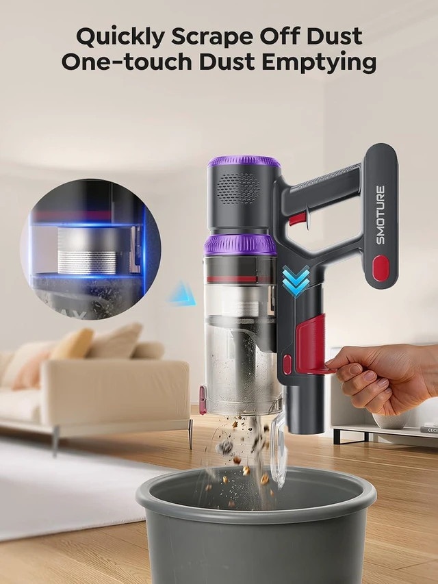 Alt view image 6 of 7 - SMOTURE Cordless Vacuum Cleaner, Upgraded 650W 55KPA 70Mins Vacuum Cleaner for Home, Pet Brush&3.3Ft Hose, Self-Stand, Auto Mode,Touchscreen, Anti-tangle Vacuum, Stick Vacuum for Pet Hair/Carpet/Floor