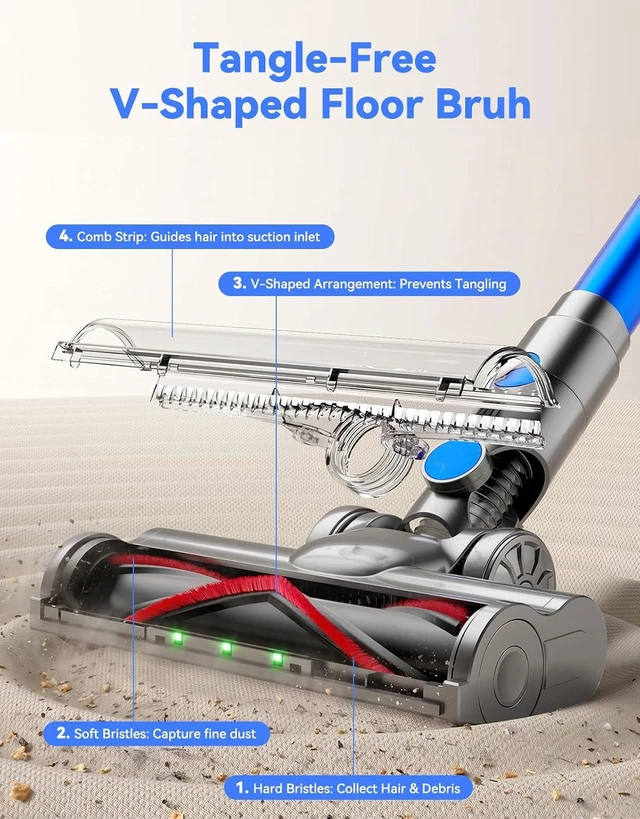 Alt view image 6 of 7 - Cordless Vacuum Cleaner, 350AW/70Min Vacuum Cleaners for Home, Stick Vacuum