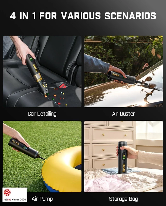 Alt view image 2 of 7 - Fanttik Slim V10 APEX Cordless Car Vacuum, 4-in-1 Portable Mini Handheld Vac, Upgraded Smart Digital Display, 19kPa Suction Power, 2 Suction Modes for Small Jobs, Car, Office Desk, Keyboards (Black)