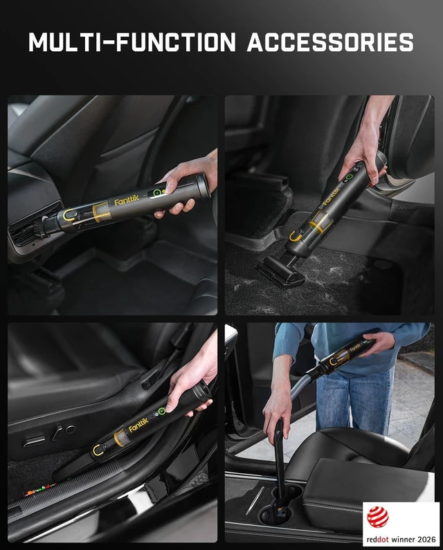 Alt view image 4 of 7 - Fanttik Slim V10 APEX Cordless Car Vacuum, 4-in-1 Portable Mini Handheld Vac, Upgraded Smart Digital Display, 19kPa Suction Power, 2 Suction Modes for Small Jobs, Car, Office Desk, Keyboards (Black)